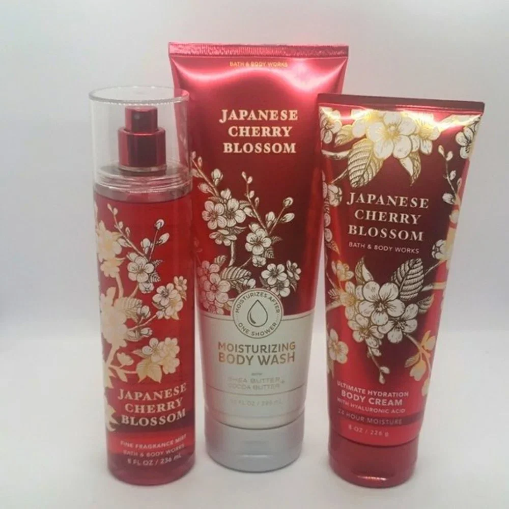 Bath and Body Works Sale Japanese Cherry Blossom 3 Piece Set New Wash Cream Mist - Picture 1 of 7